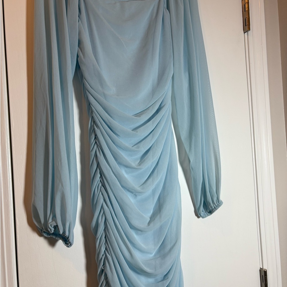 Elegant Blue Ruched Dress Homecoming/Wedding Guest